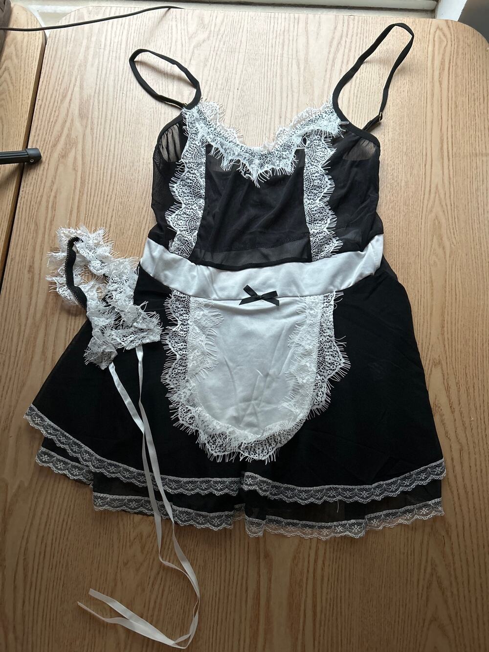 #3 New Women's 2Pc super Sexy Maid Halloween 🎃Costume Sheer Stretchy size Small